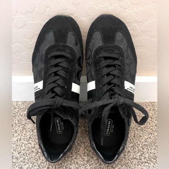 Coach Kourtney Sneakers, Black suede, Size 8 - Picture 1 of 8